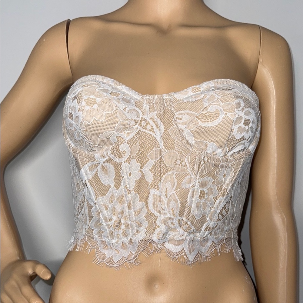 White Lace Bandeau with Floral Detailing
